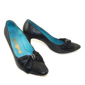 Palizzio 21 VTG Heels Sz 8N Black Pumps Satin Bow